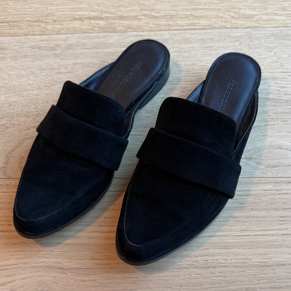 Rebecca Minkoff Black Suede Pointed Slip-On Mules